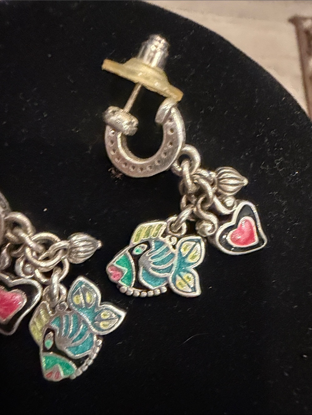 Brighton Silver Fish & Heart Dangle Earrings - Turquoise and Pink - Picture 3 of 3